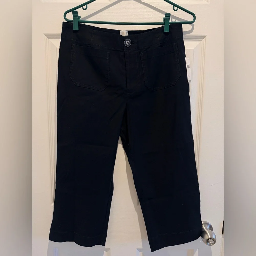 NWT Maeve Anthropologie US 8 Linen Blend Capri Black Pants - Picture 7 of 15